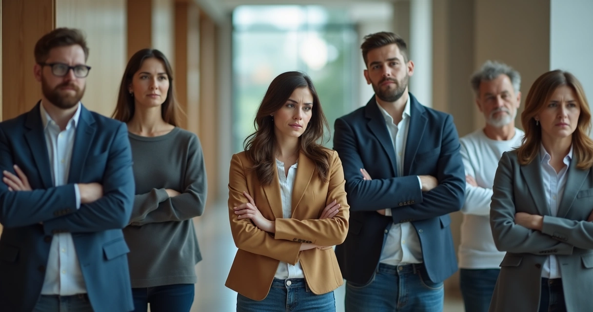 Grupo em silêncio em ambiente público