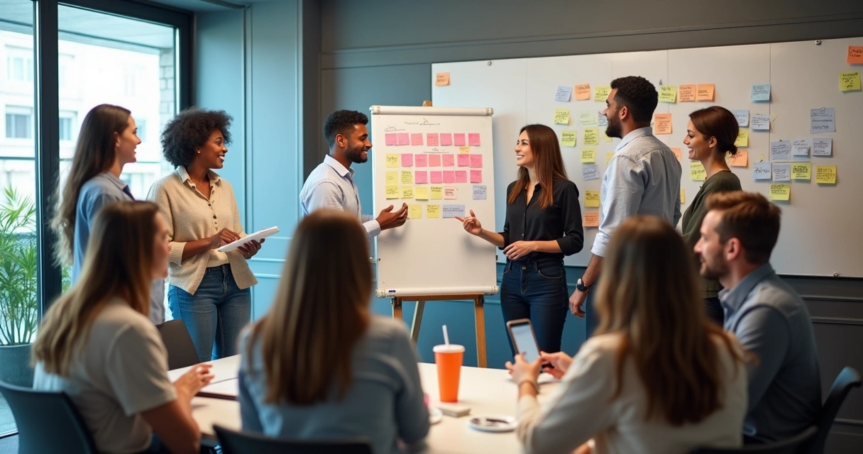 Time participando de workshop interativo 