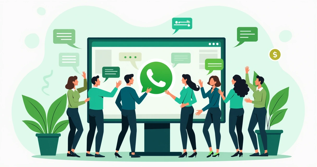 Usuários engajados em um grupo de WhatsApp empresarial 