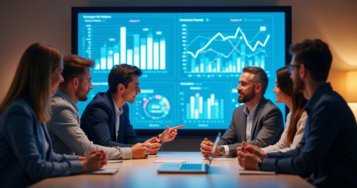 Equipe de marketing analisando campanha de vídeo 