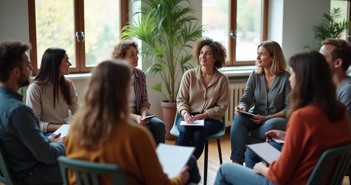 Pessoas sentadas formando um círculo participando de um círculo de diálogo 