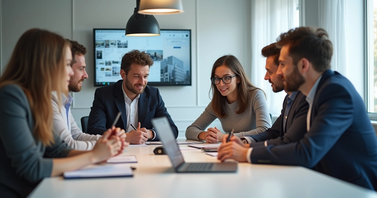 Grupo de empresários analisando produto novo 