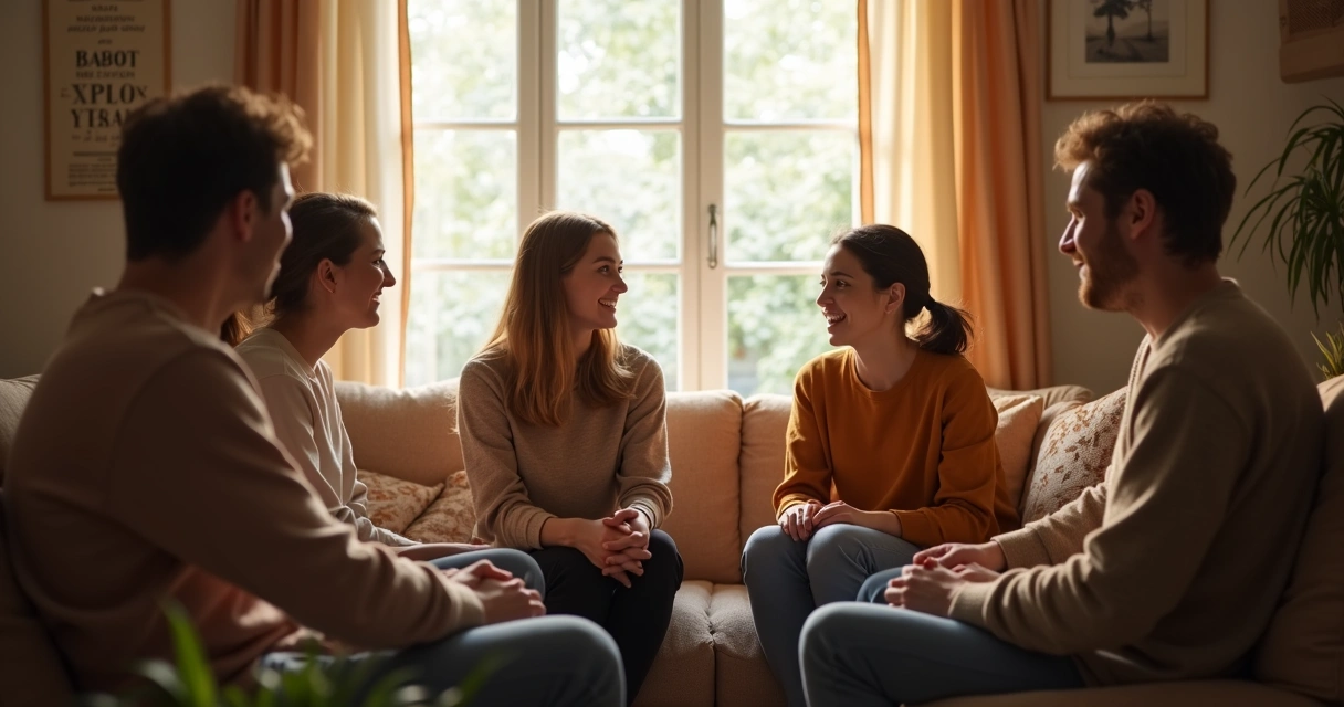 Grupo de pessoas convivendo em harmonia emocional 