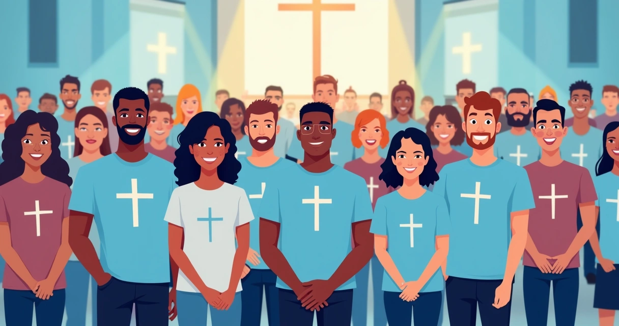 Grupo reunido usando camisetas personalizadas para igreja com entrega rápida – camisetasem12h.com.br