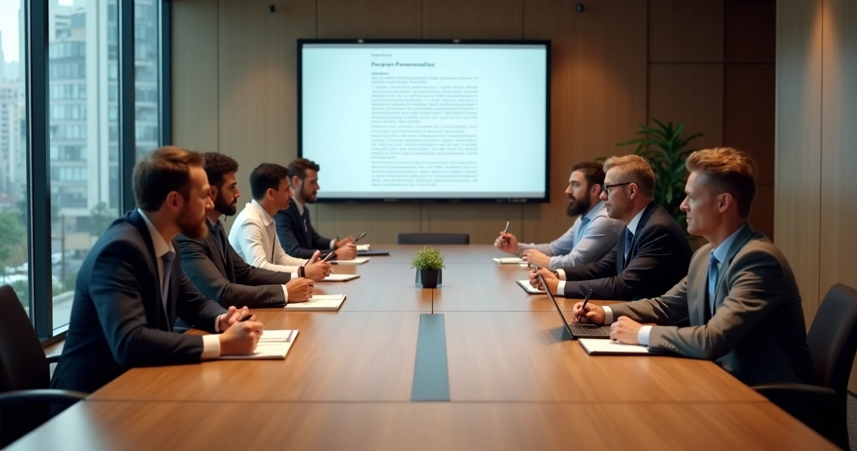 Empresários e assessores em reunião com imprensa 