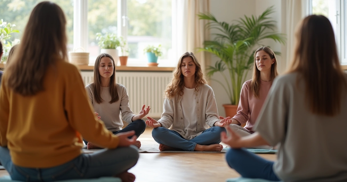 Personas sentadas en círculo compartiendo una sesión de meditación