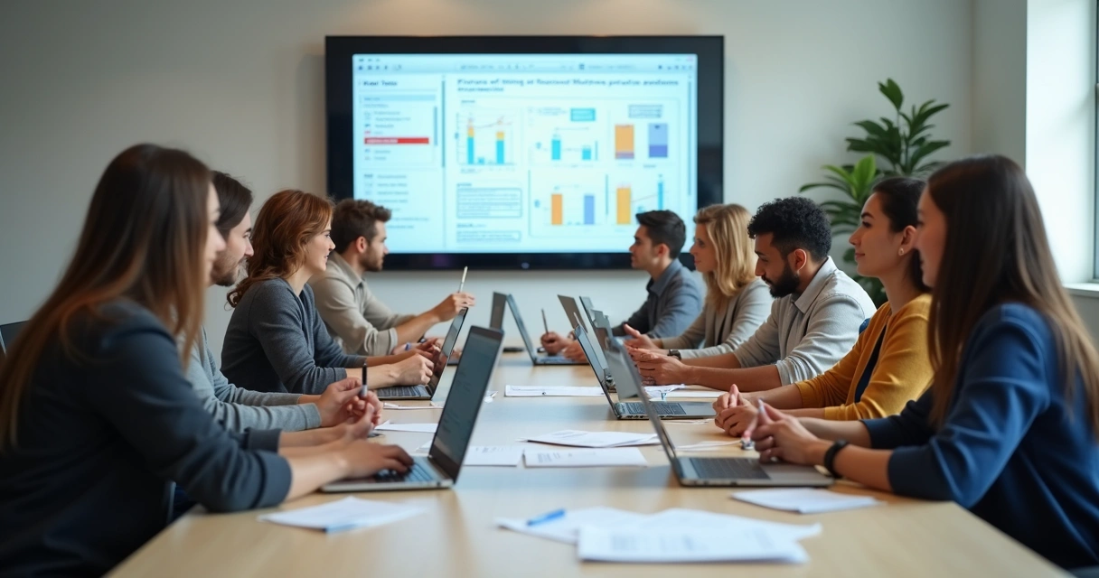 Grupo de mentorados colaborando em atividade em grupo 