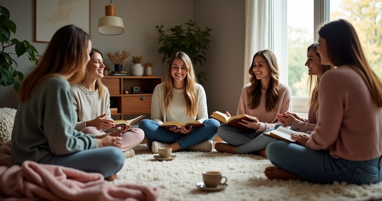 Grupo de mulheres cristãs lendo a Bíblia 