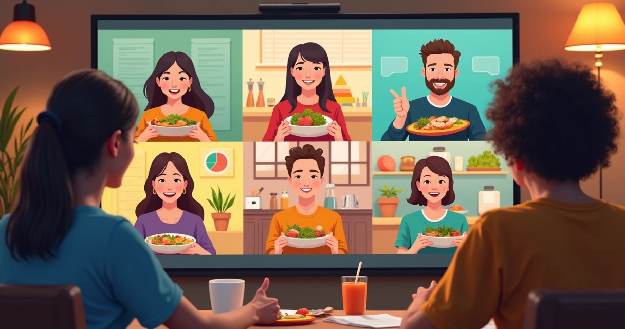 Participantes de grupo online compartilhando conquistas 