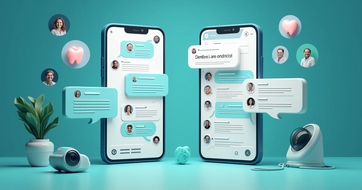 Representação visual de um grupo de pacientes em um chat animado no WhatsApp e Telegram, ambiente colorido e profissional