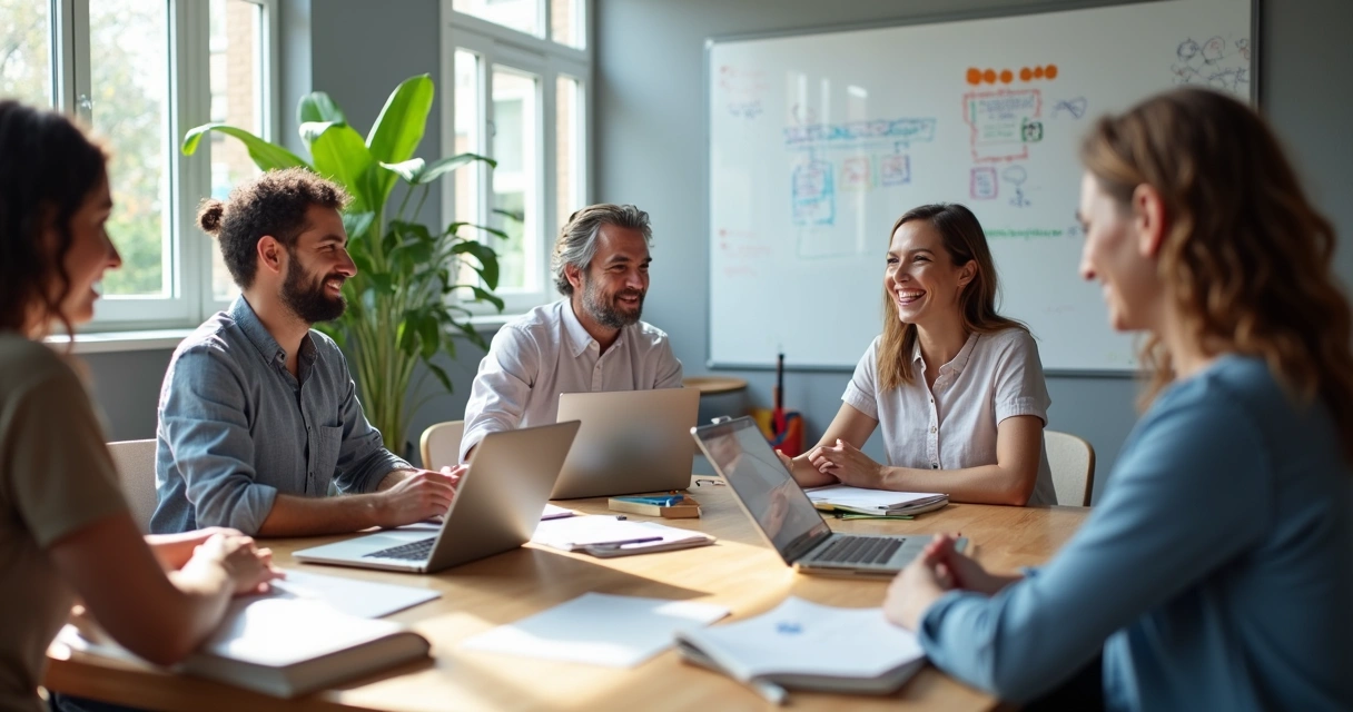 Grupo de personas aprendiendo juntos en una sala
