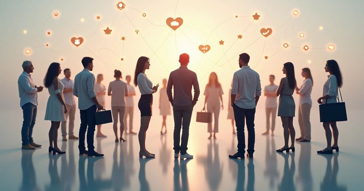 Grupo de pessoas conectadas por linhas de padrões sociais