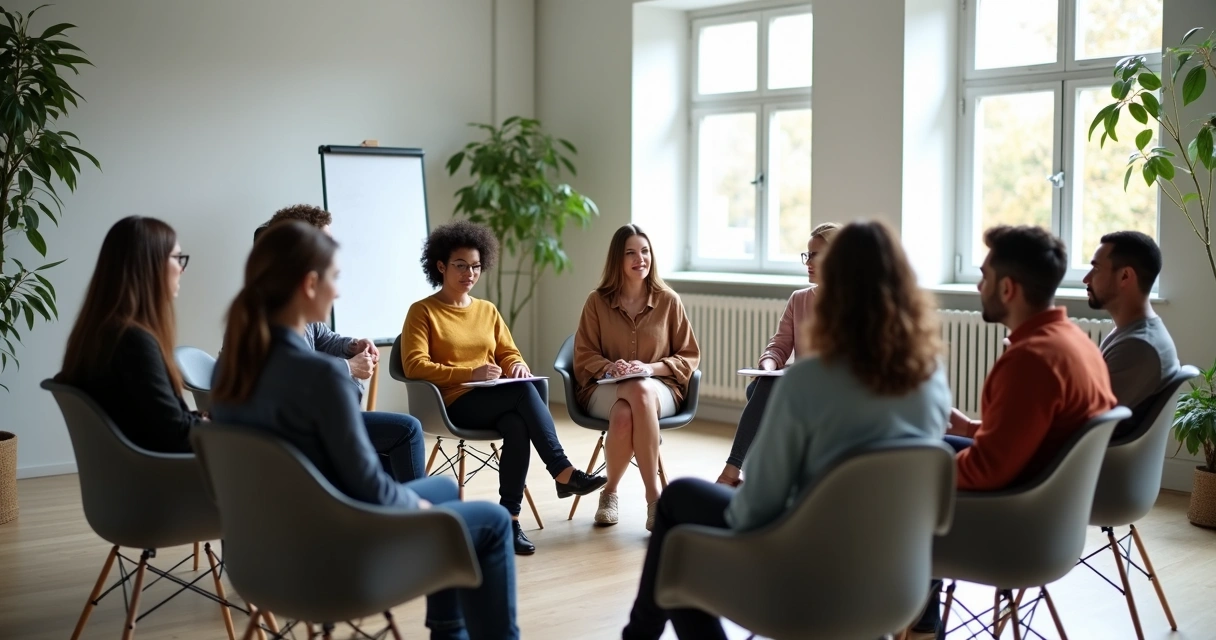 Grupo de pessoas sentadas em círculo durante momento de reflexão