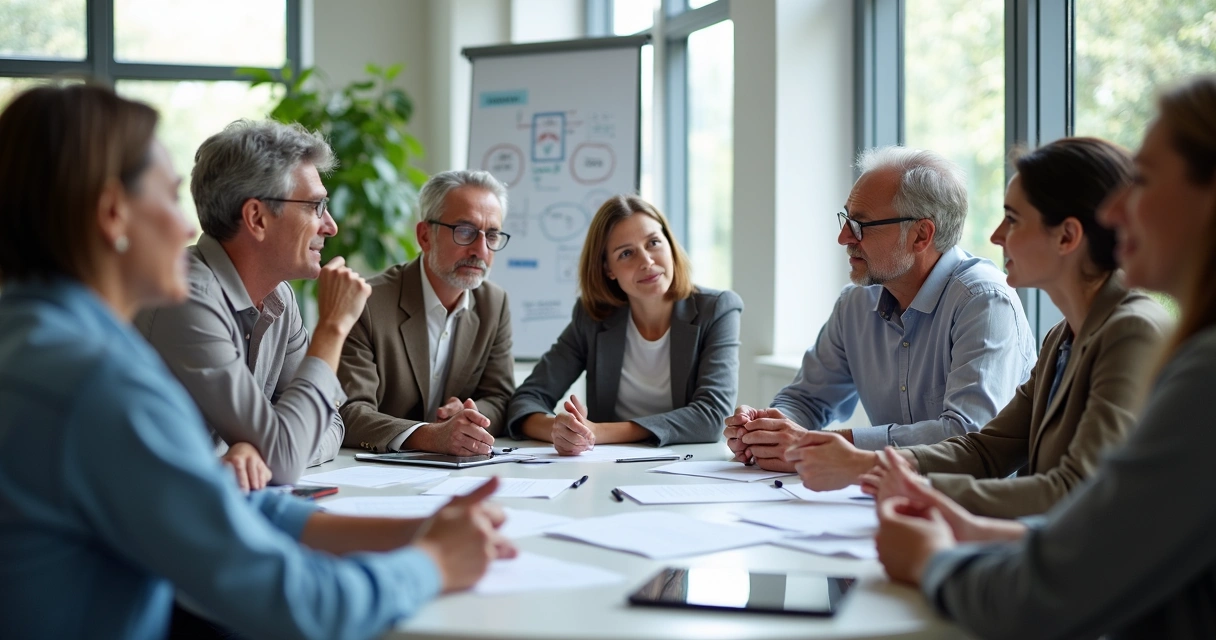 Grupo de pessoas reunidas em roda discutindo um problema em conjunto 