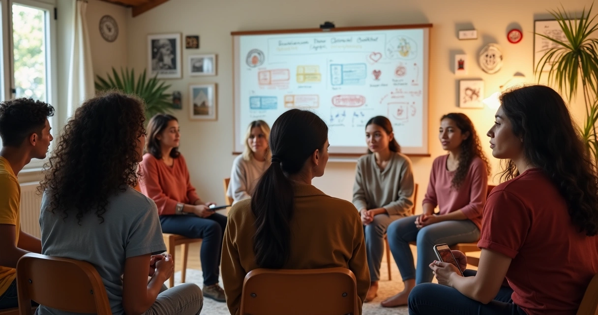Grupo de pessoas sentadas em círculo refletindo sobre cultura oculta 