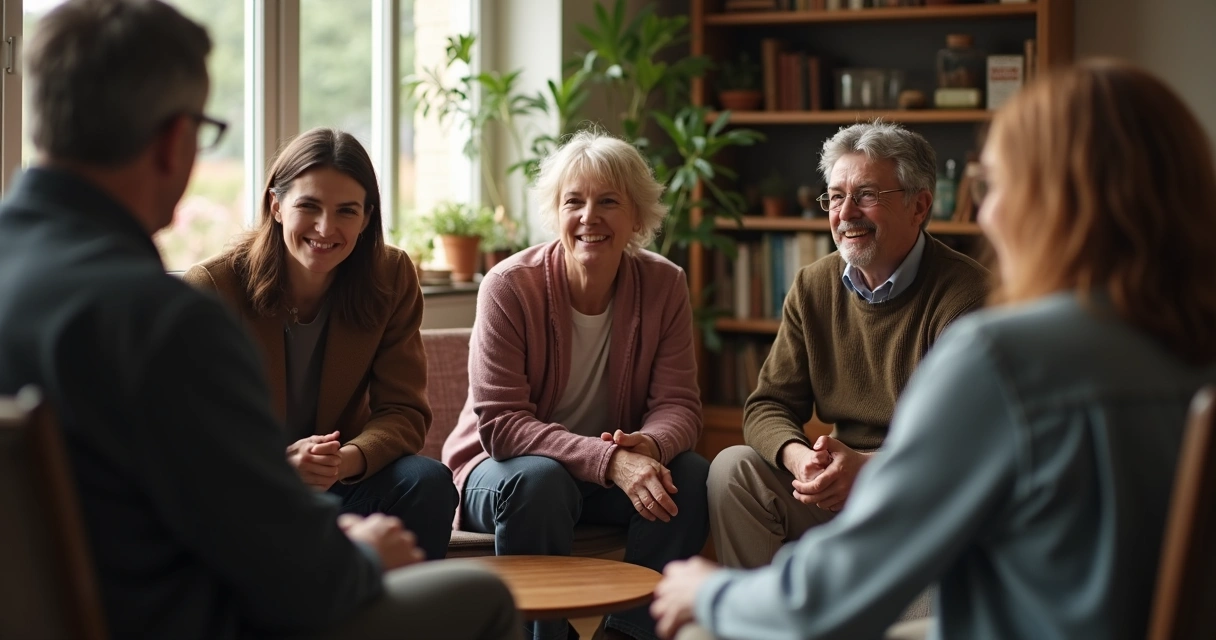Participantes conversando después de una constelación sistémica