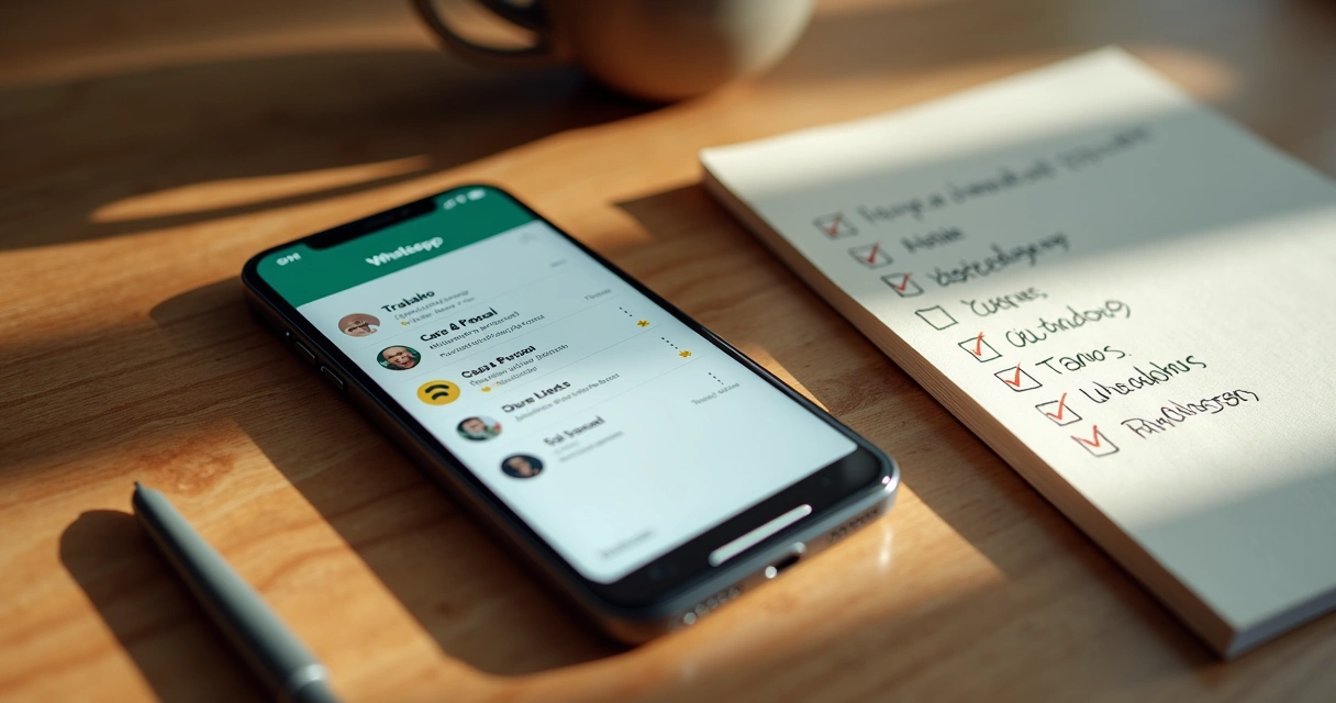 Grupo de WhatsApp organizado com listas de tarefas profissionais e pessoais 