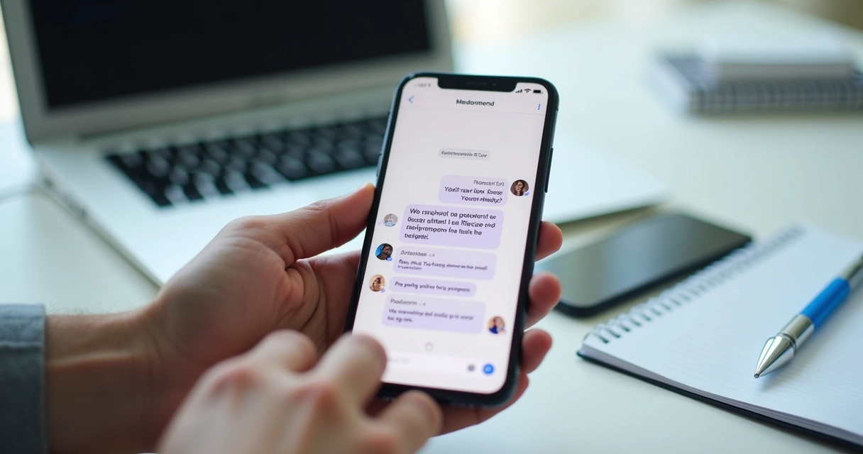 Tela de mensagens de trabalho com conversa respeitosa