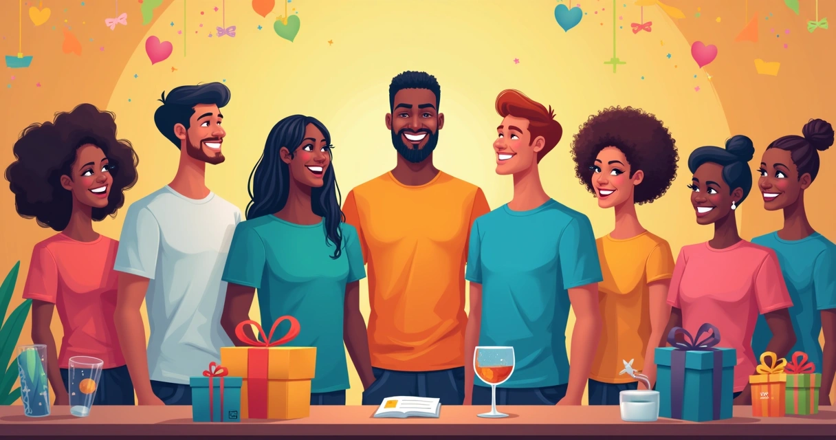 Grupo diverso usando camisetas personalizadas em evento de inauguração