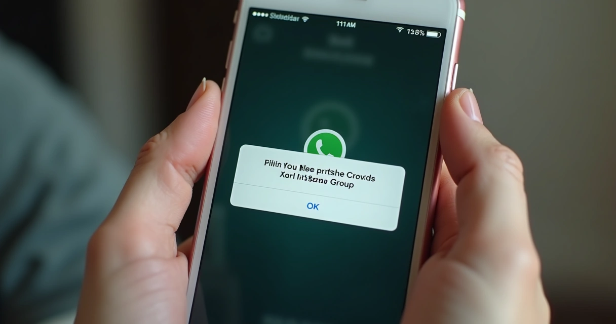 Tela de smartphone mostrando grupo de WhatsApp cheio 