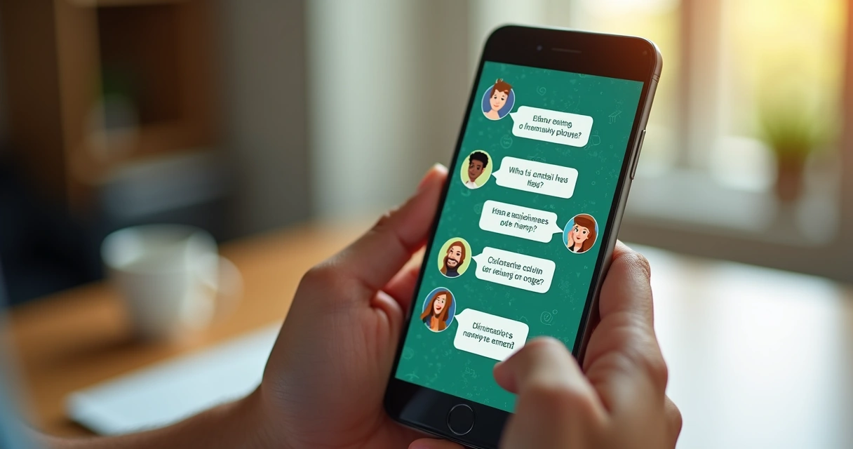 Grupo de WhatsApp de gestores de PMEs conversando sobre desafios do negócio em tempo real
