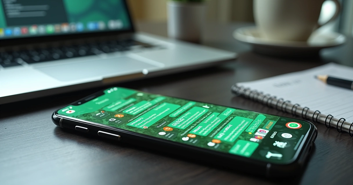 Tela de smartphone mostrando grupo de mensagens caóticas e difíceis de acompanhar 
