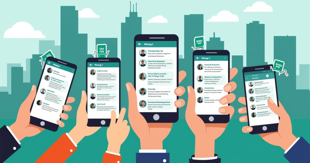 Mensagens em grupo de WhatsApp organizando visitas de campanha. 