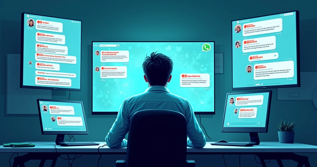 Moderador digital analisando mensagens no grupo de WhatsApp