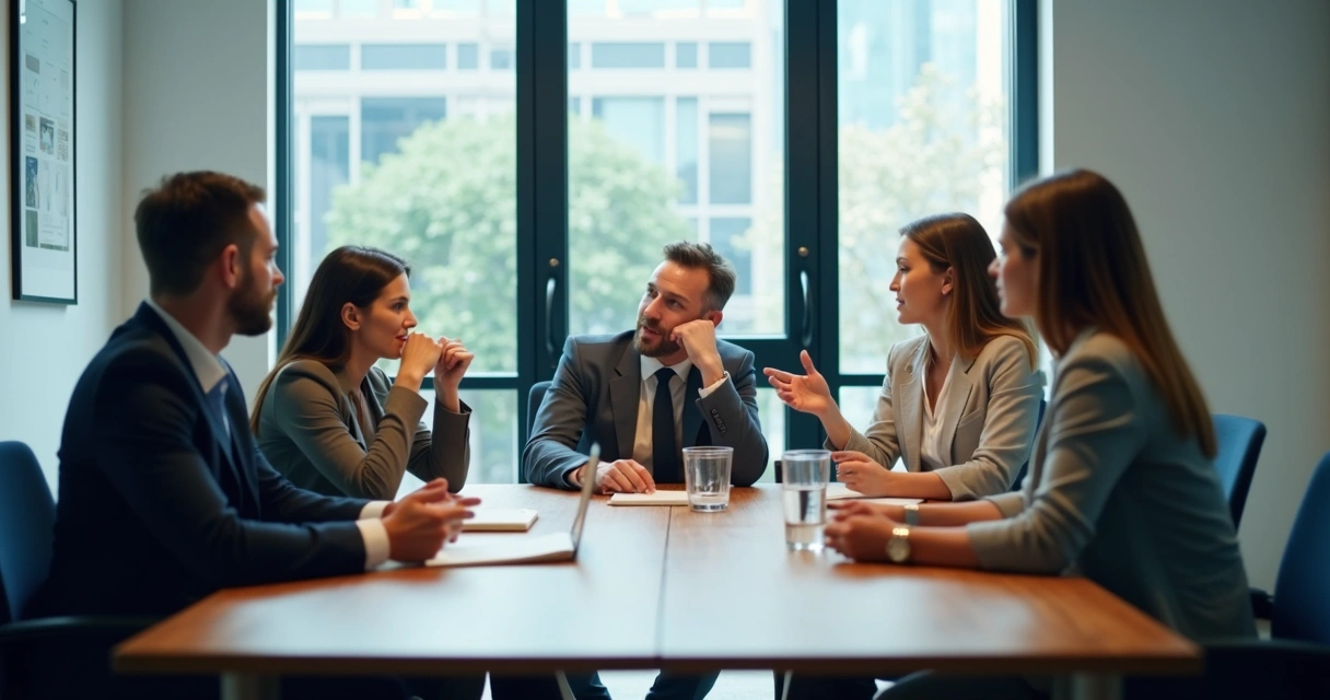 Grupo conversando mientras una persona permanece en silencio pensando