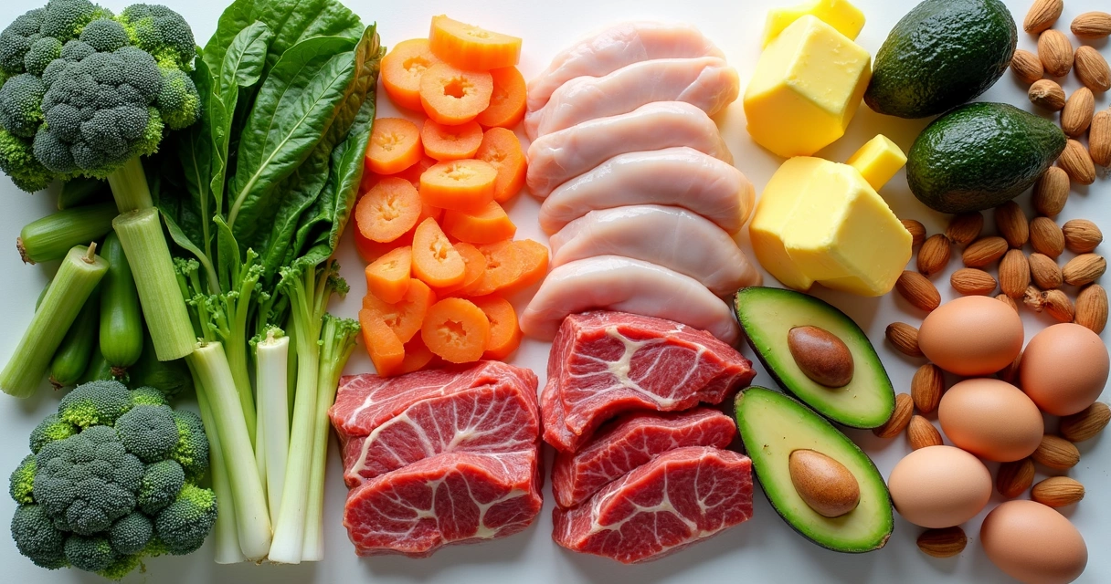 Variedade de grupos de alimentos permitidos na dieta cetogênica 