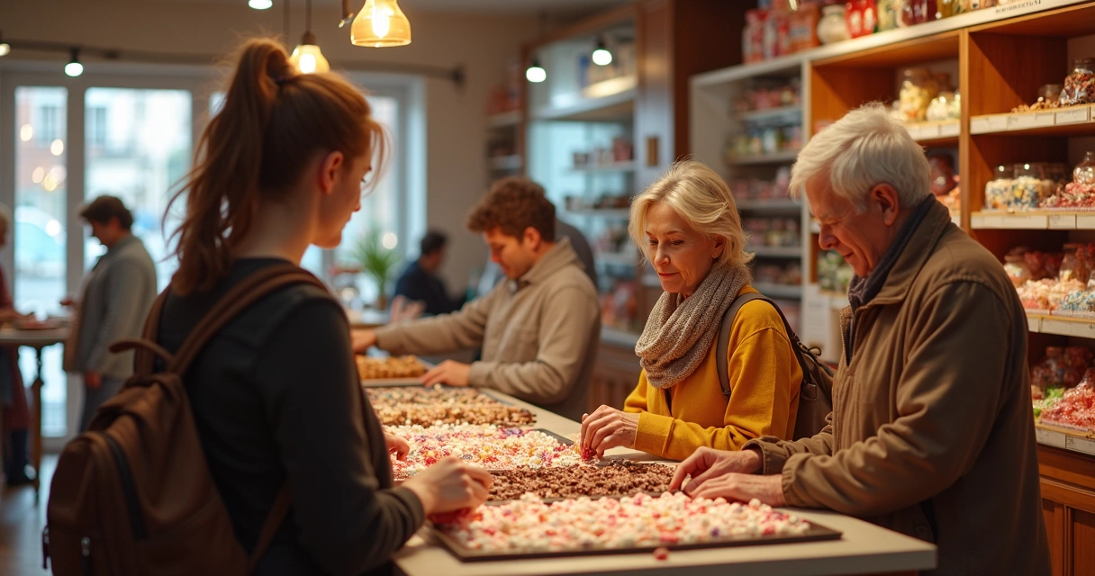 Diferentes grupos de clientes em uma doceria artesanal