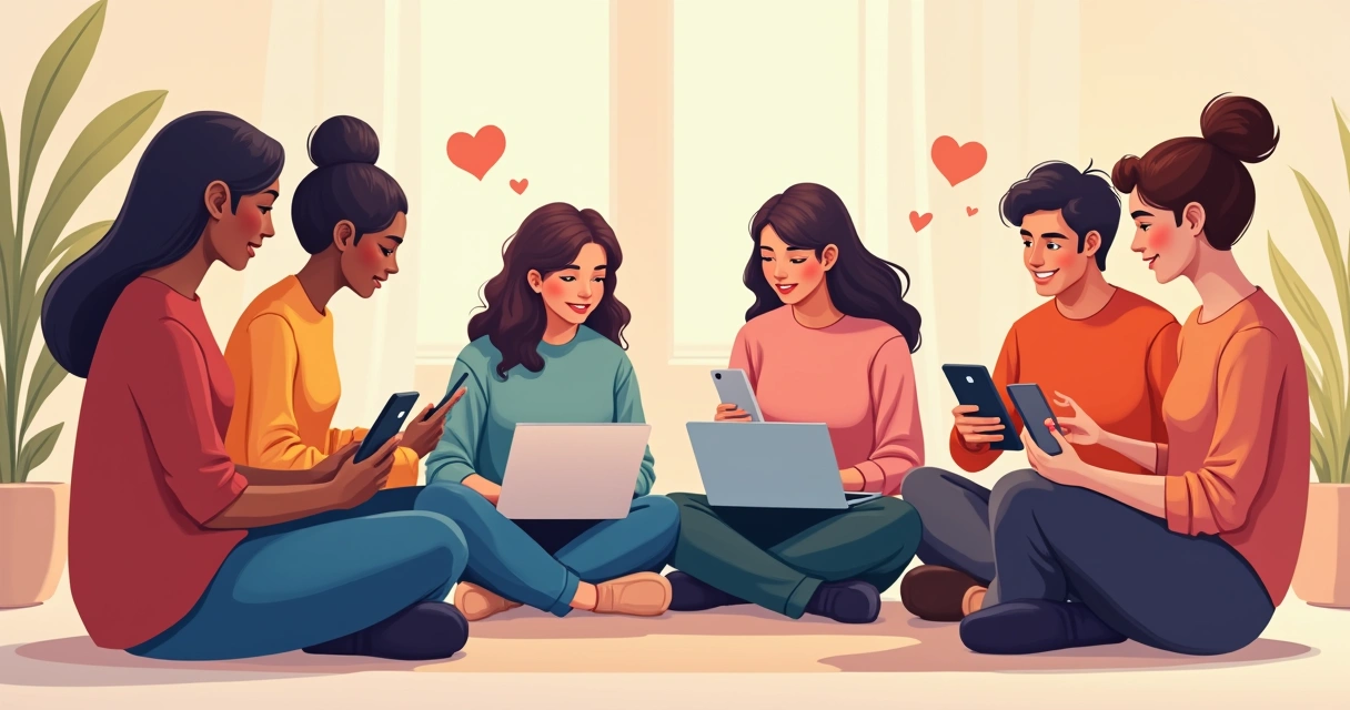 Grupo de pessoas sentadas em círculo, conversando em ambiente digital 