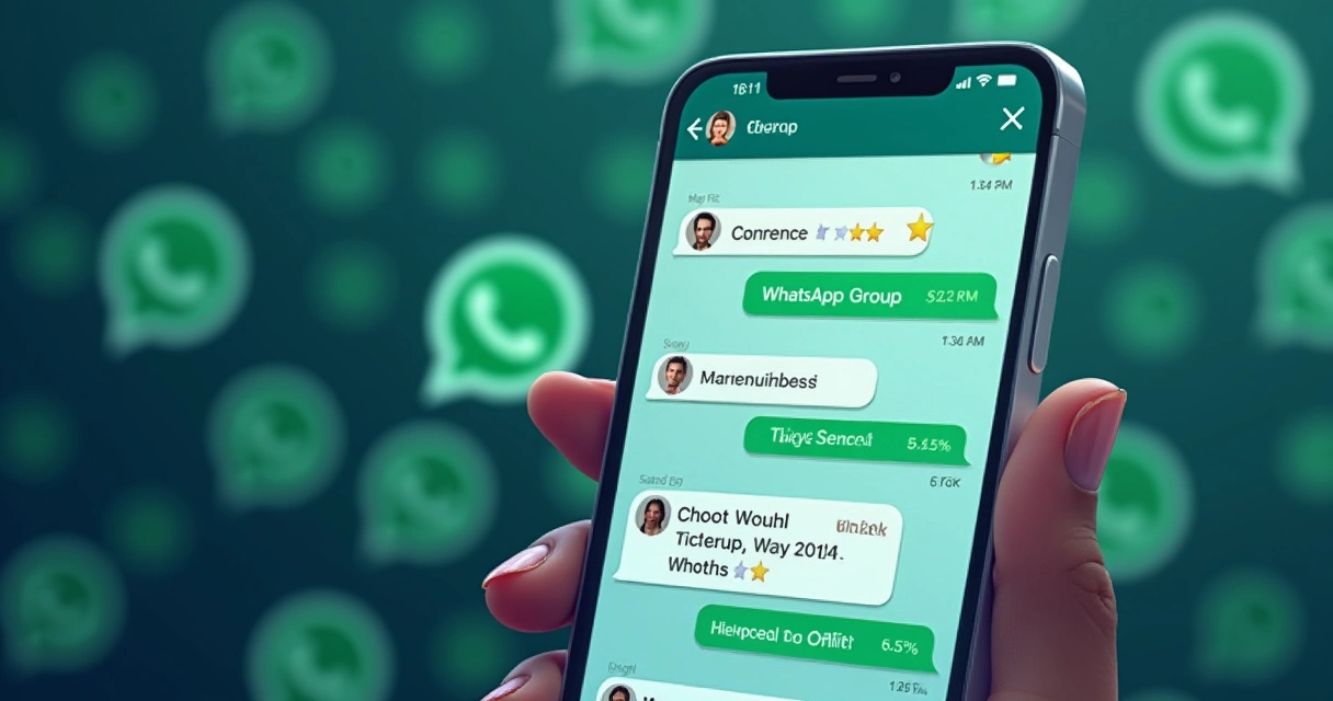 Tela de grupo de WhatsApp sendo filtrada para exibir só mensagens marcadas 