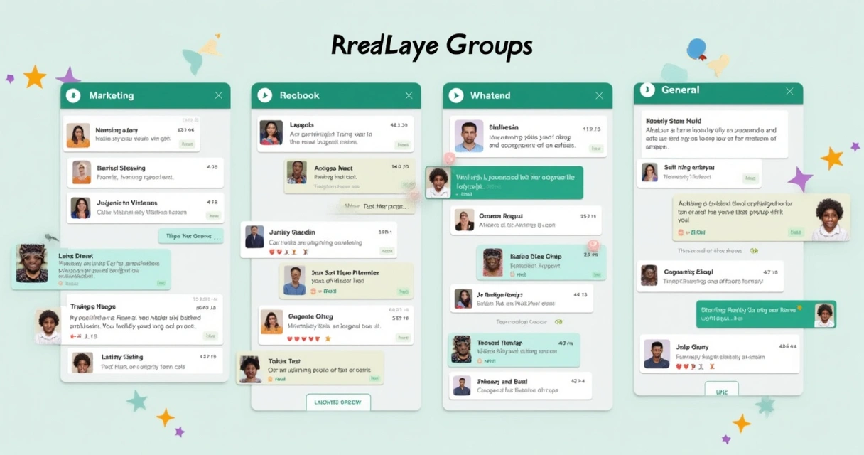 Tela de WhatsApp mostrando diferentes grupos organizados por temas 