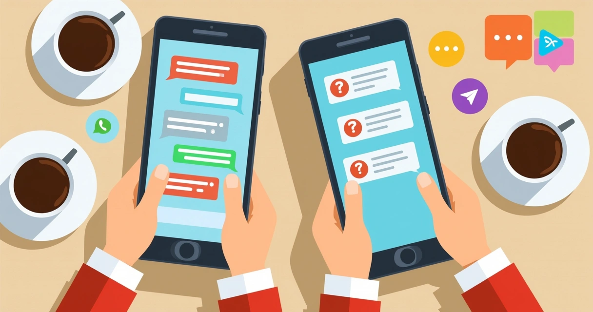 Celulares mostrando grupos organizados de campanha no WhatsApp e Telegram