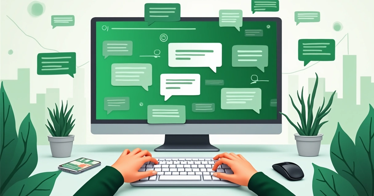 Representação de múltiplos grupos de WhatsApp em uma tela digital 