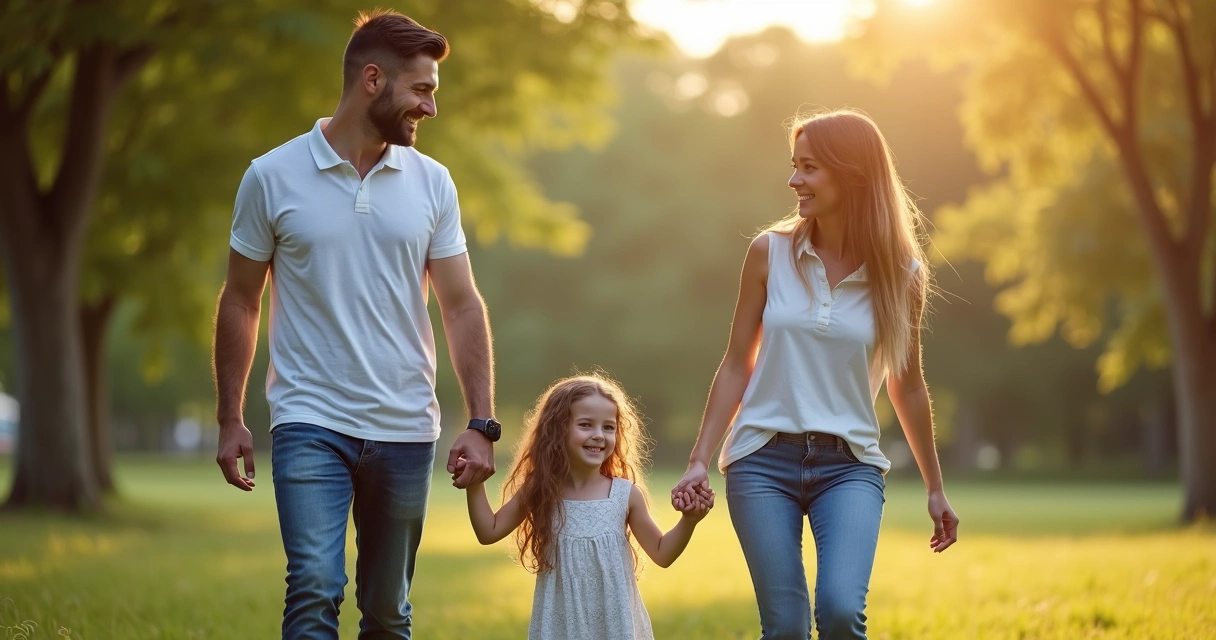 Pais separados em convivência positiva com filha pequena 