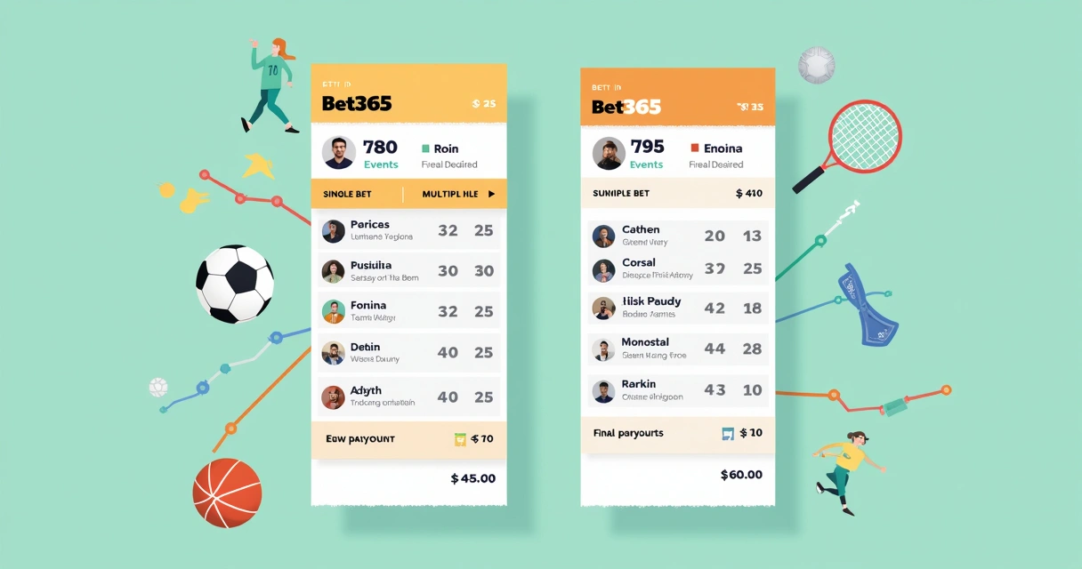 Exemplo de bilhete com apostas simples e múltiplas em Bet365 