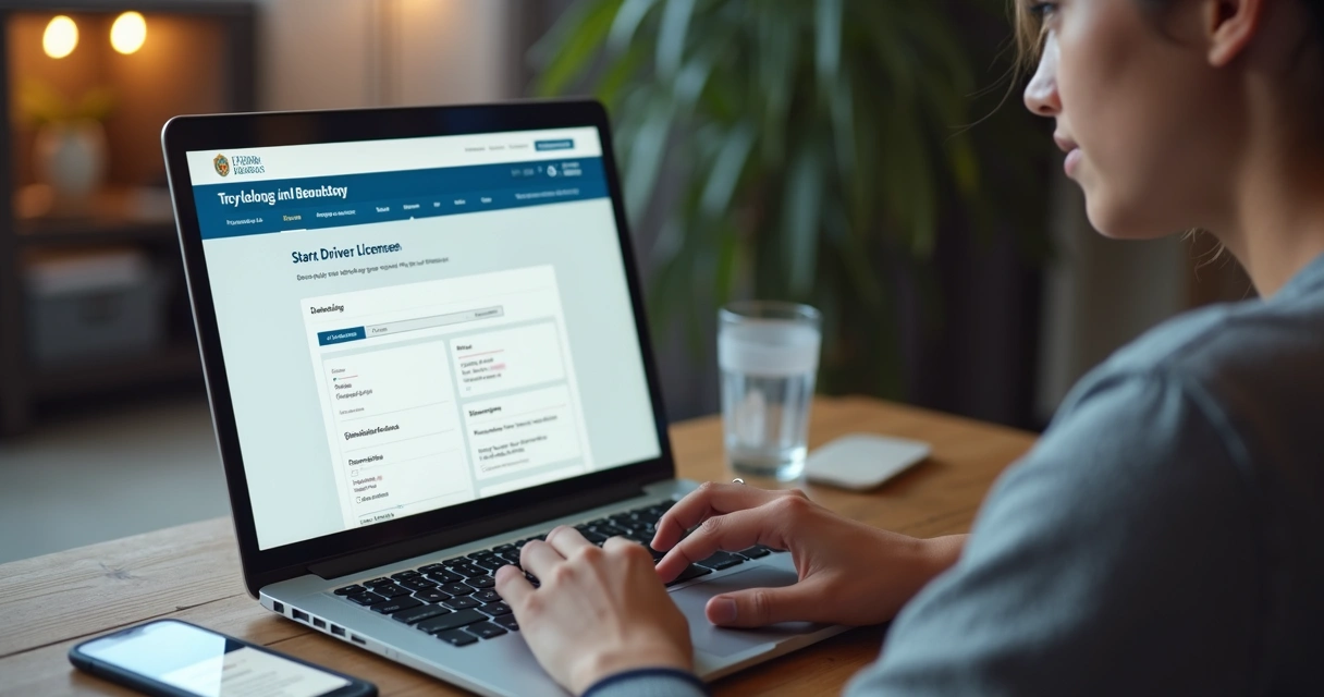 Pessoa acessando plataforma online em notebook para dar início ao pedido da CNH 