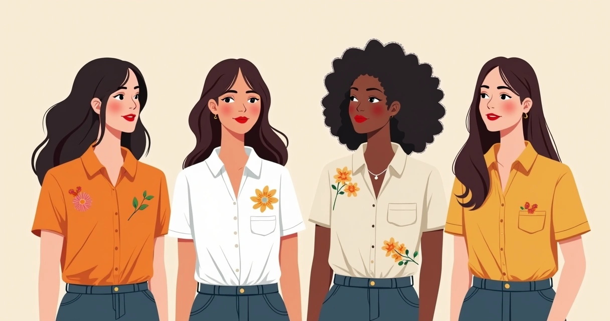 Vários modelos de blusas personalizadas femininas lado a lado 