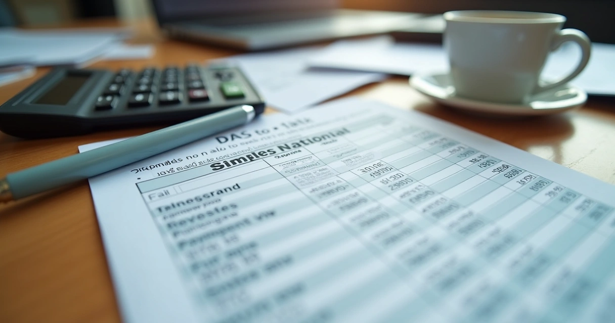 Guia do Simples Nacional impressa sobre mesa 