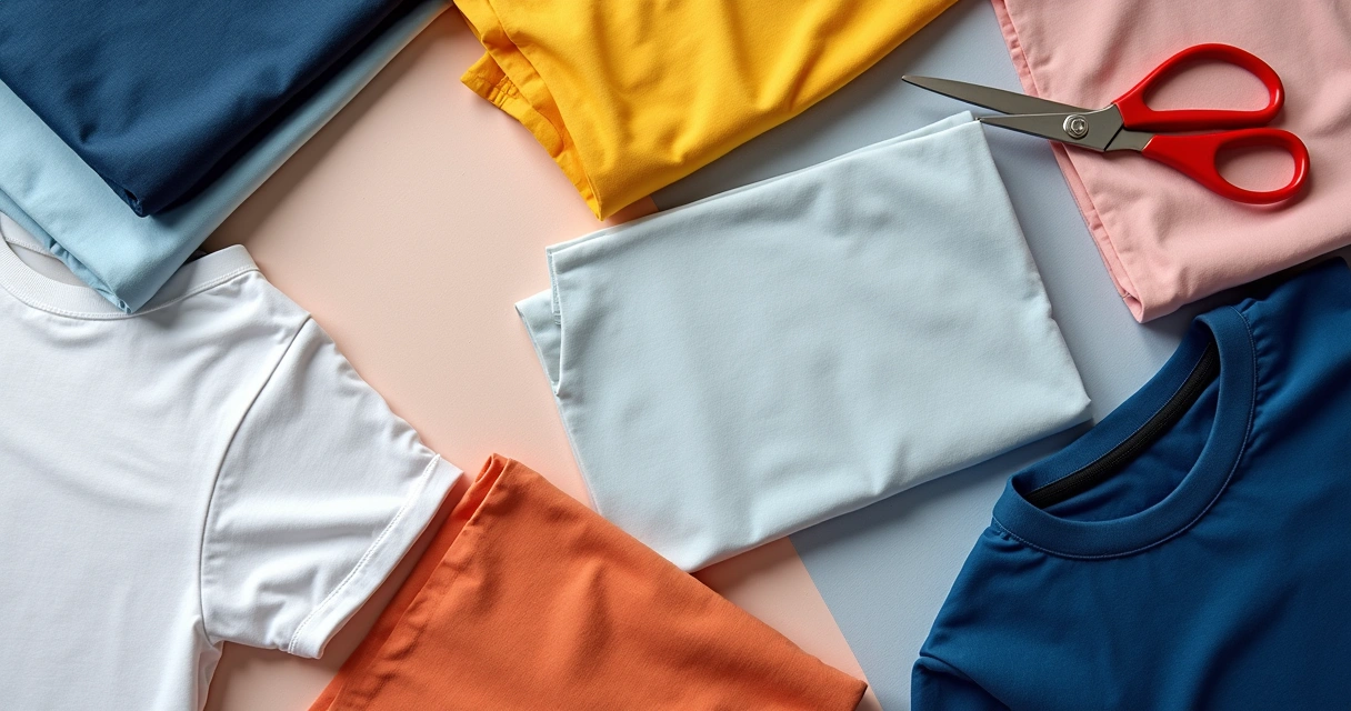 Tecidos para camiseta de formatura expostos, mostrando diferentes texturas e cores 