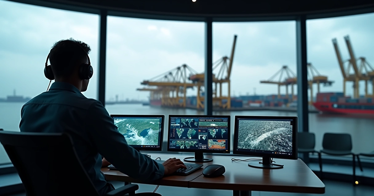 Guindaste portuário operado remotamente com controle digital 