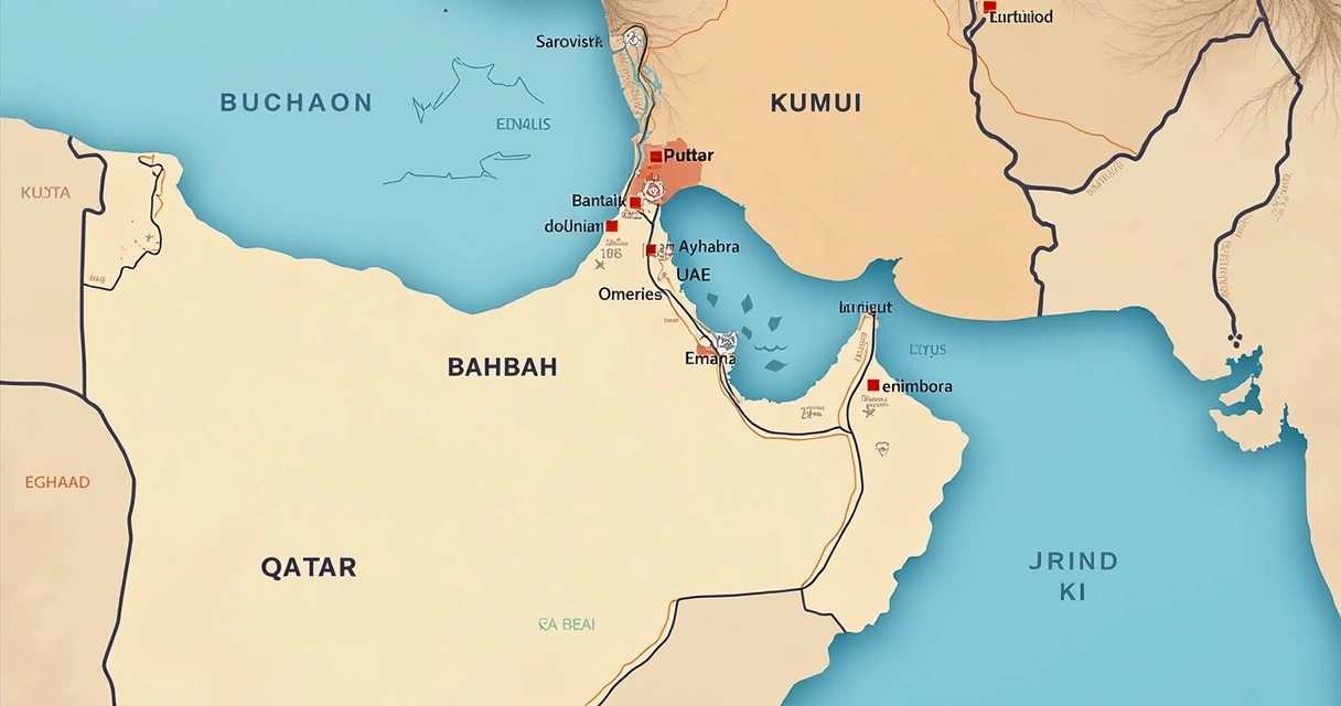 Map highlighting Qatar and Gulf countries 