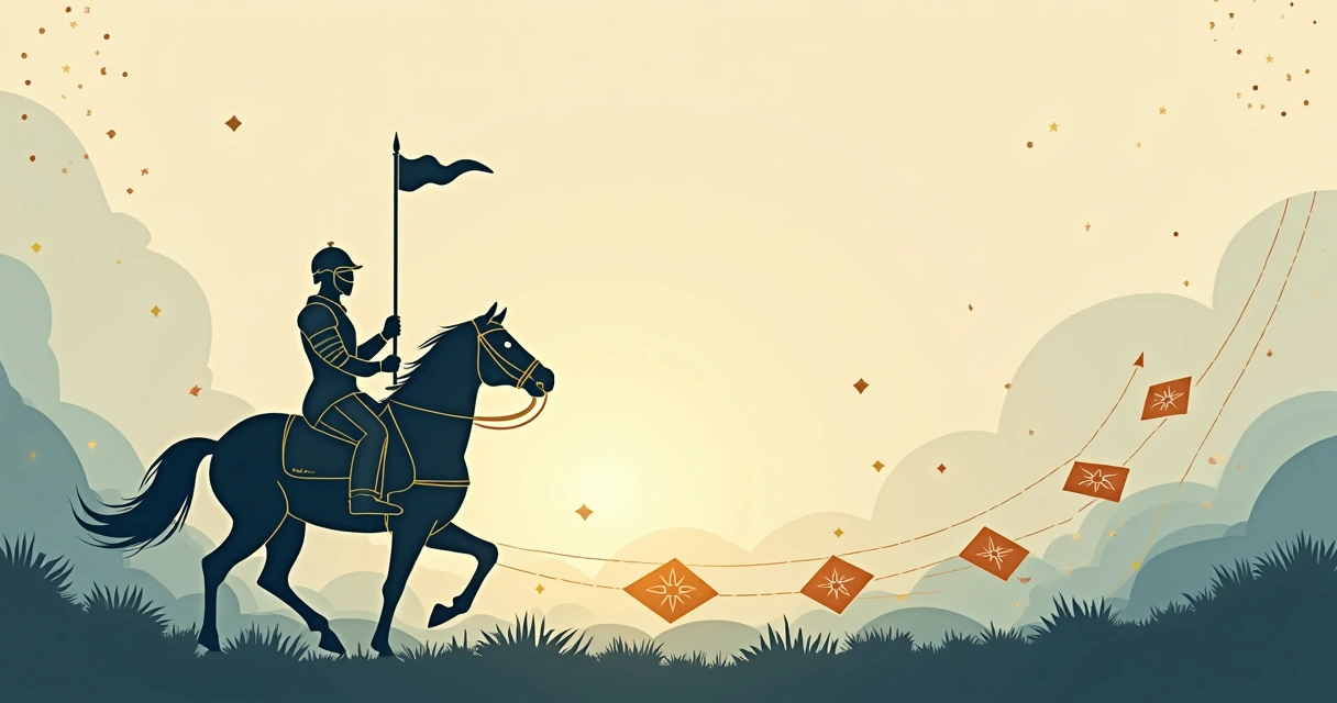 Gypsy tarot knight card glowing among other cards in a minimalist scene 