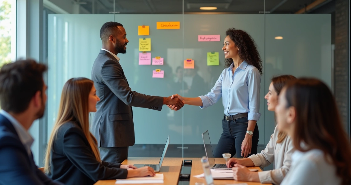 Equipe analisando habilidades comportamentais em uma reunião 