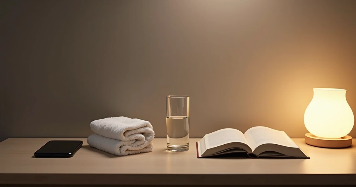 Simple ritual steps arranged on a home table 