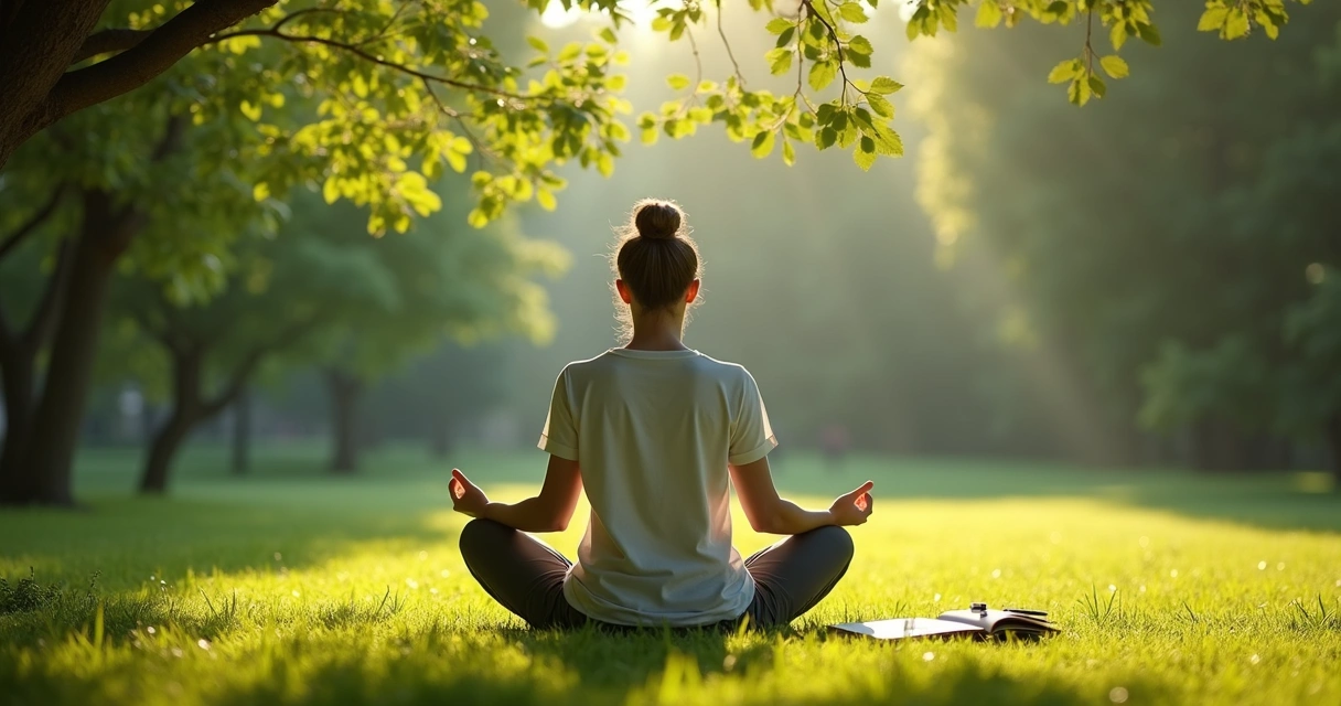 Persona meditando en un entorno tranquilo 