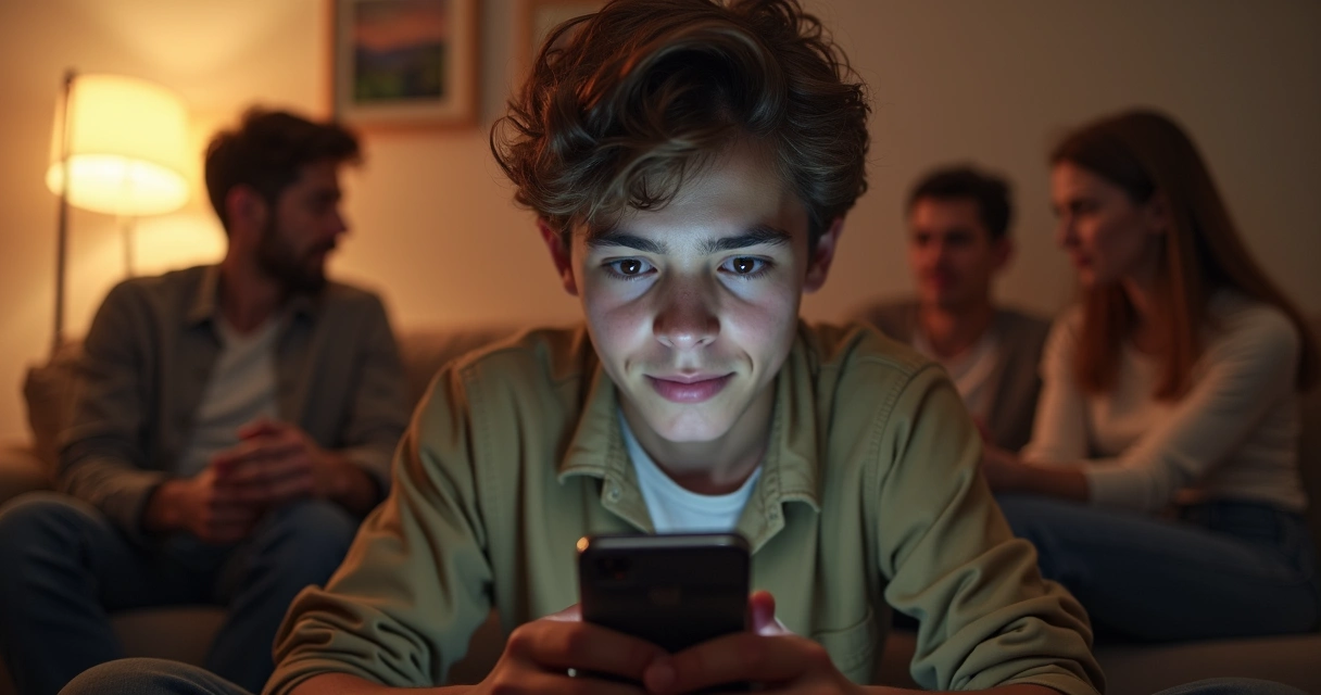 Persona mirando la pantalla de un móvil mientras ignora su entorno 