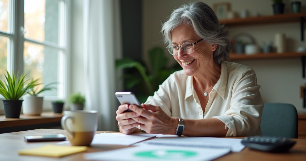 Pessoa consultando relatório visual de finanças no WhatsApp 